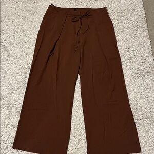 Divided Wide-Leg Brown Pants